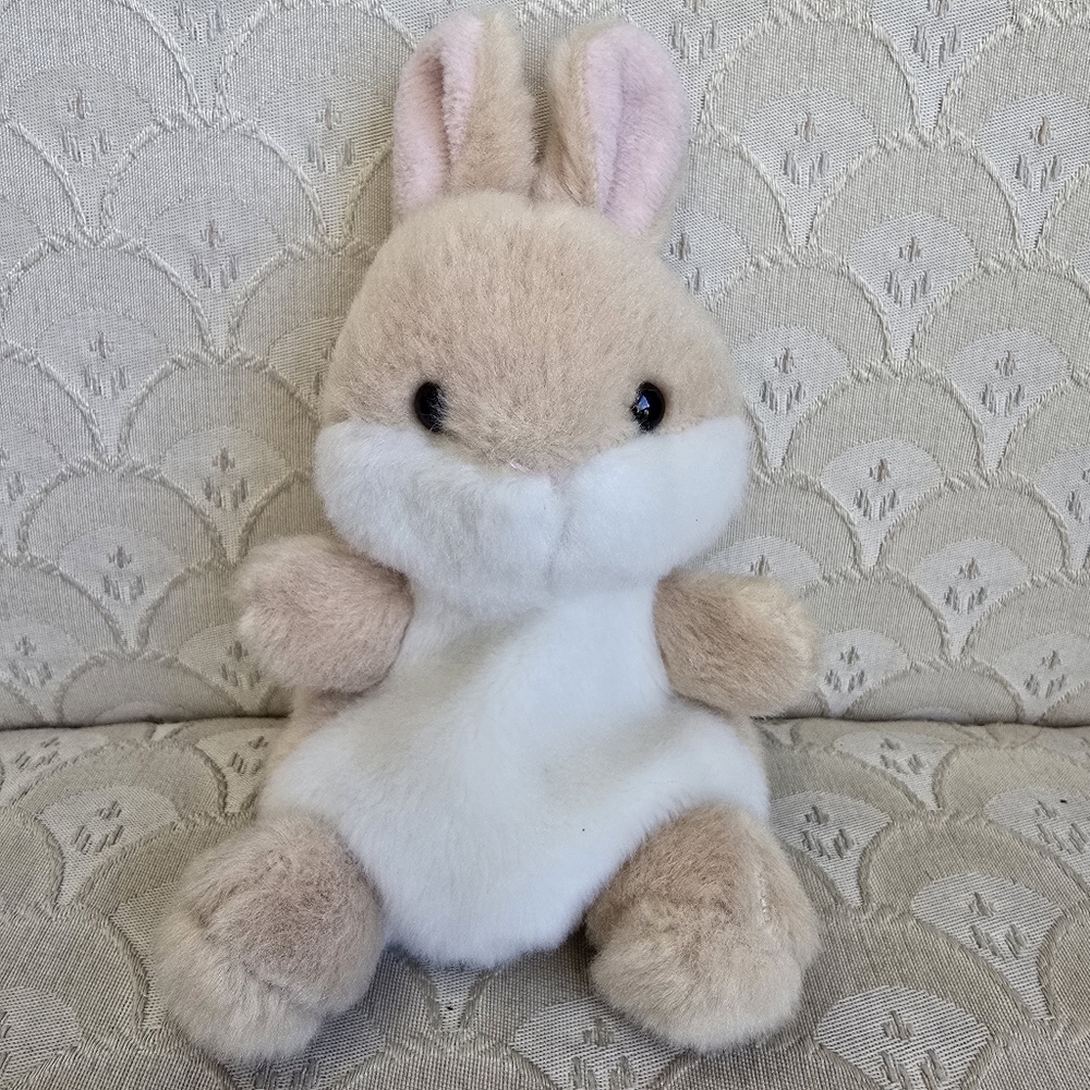 Aurora Palm Pals Bunny Rabbit Ella Tan Cream Chubby Cute Easter Spring Plush